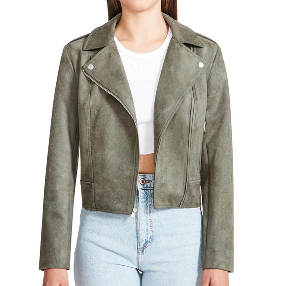 Steve Madden Jackets & Blazers - NWT BB Dakota X Steve Madden Faux Suede Moto Jacket Green Women's Large H14484